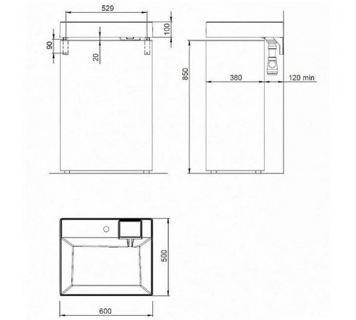 Раковина Maretti Katrina 60 KA13SM12-844 на стиральную машину Белая