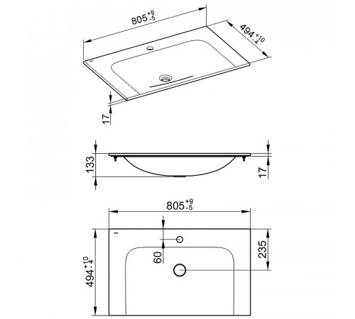 Раковина Keuco Plan 80 32960 318001 Белая