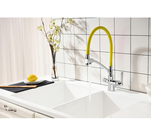 Смеситель для кухни Lemark Comfort LM3070C-Yellow Хром Желтый