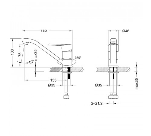 Смеситель для раковины Lemark Point LM0307C Хром