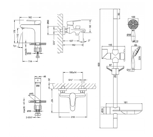 Комплект смесителей Lemark Point LM0380C Хром