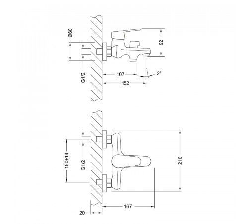 Смеситель для ванны Lemark Point LM0314C Хром