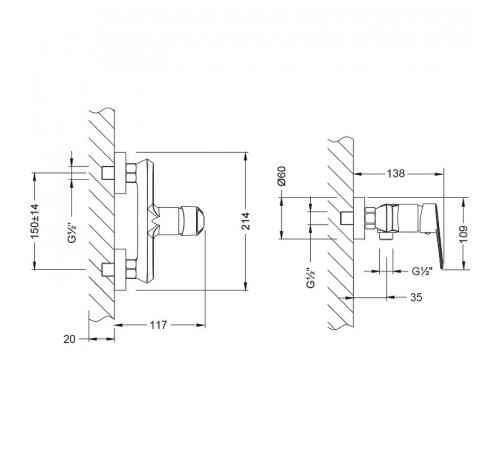 Смеситель для душа Lemark Point LM0303C Хром