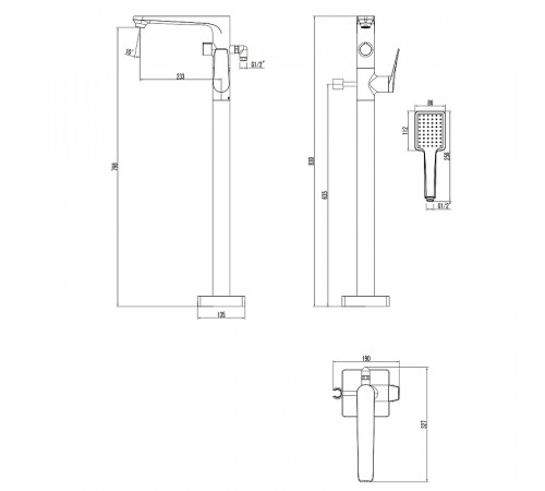 Смеситель для ванны Lemark Bronx LM3744BL Черный