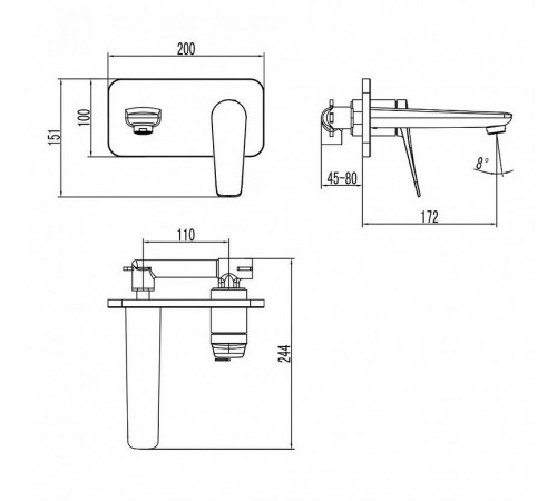 Смеситель для раковины Lemark Bronx LM3726BL Черный