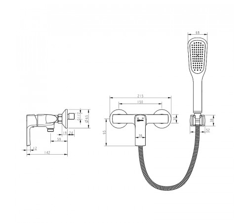 Смеситель для душа Lemark Ursus LM7203BL Черный матовый