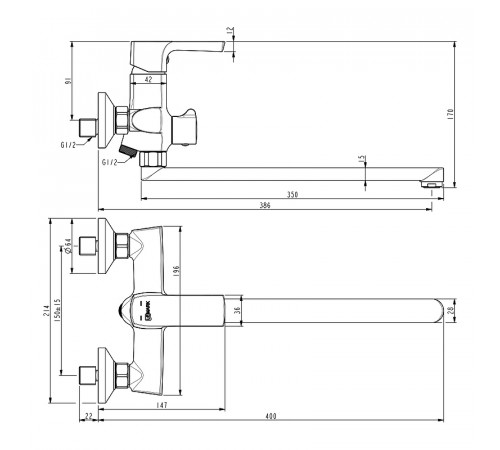 Смеситель для ванны Lemark Ursus LM7251BL универсальный Черный