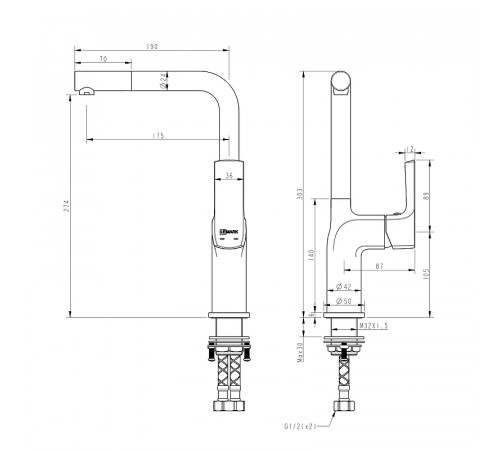 Смеситель для кухни Lemark Ursus LM7205BL Черный матовый