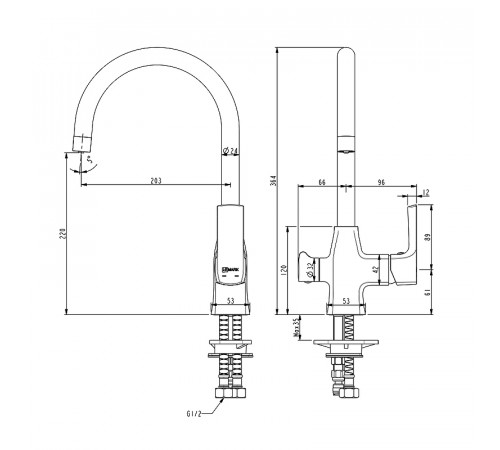 Смеситель для кухни Lemark Ursus LM7261BL Черный матовый