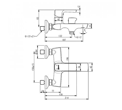 Смеситель для ванны Lemark Ursus LM7214BL Черный матовый