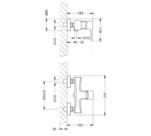 Смеситель для душа Lemark Evitta LM0503C Хром