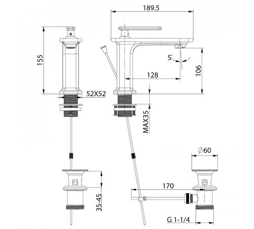 Смеситель для раковины Lemark Mista LM6406WG Белый Золото