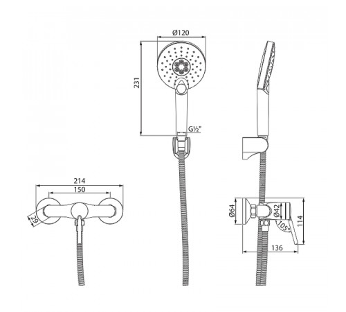 Смеситель для душа Lemark Minima LM3803C Хром