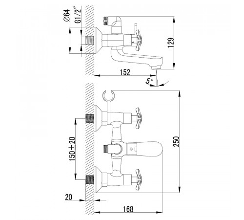 Смеситель для ванны Lemark Partner LM6542C Хром