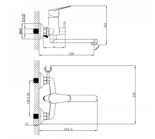 Смеситель для ванны Lemark Partner LM6513C универсальный Хром