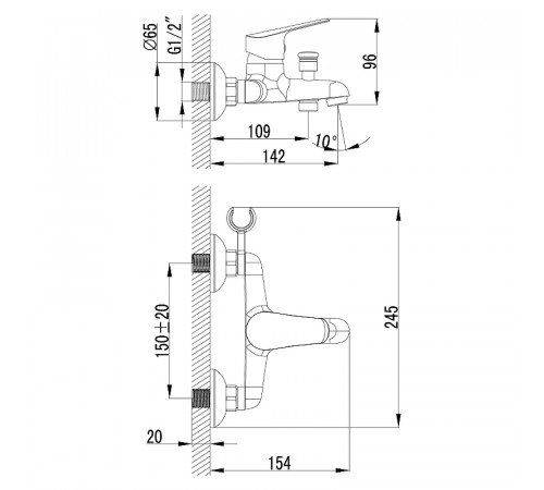 Смеситель для ванны Lemark Partner LM6552C Хром