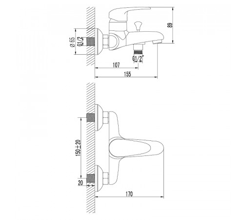 Смеситель для ванны Lemark Pramen LM3302C Хром