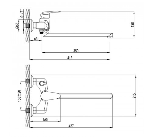 Смеситель для ванны Lemark Pramen LM3317C универсальный Хром