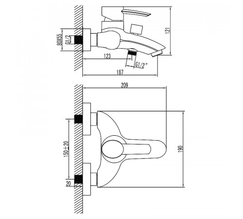 Смеситель для ванны Lemark Atlantiss LM3202C Хром