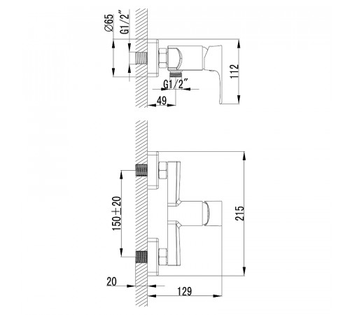 Смеситель для душа Lemark Plus Shape LM1703C Хром