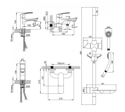 Комплект смесителей Lemark Plus Shape LM1780C Хром