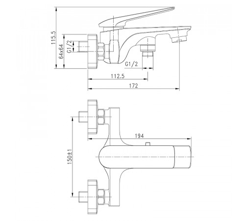 Смеситель для ванны Lemark Allegro LM5914CW Хром Белый