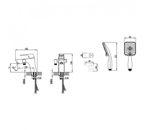 Смеситель на борт ванны Lemark Unit LM4515C Хром