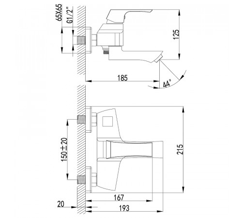 Смеситель для ванны Lemark Unit LM4514C Хром