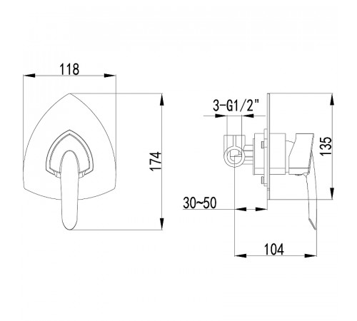 Смеситель для душа Lemark Mars LM3523C Хром