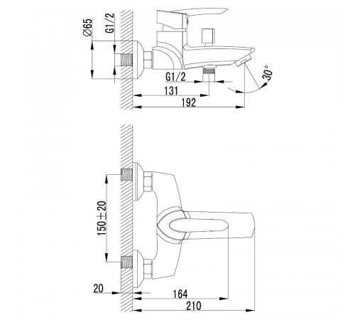 Смеситель для ванны Lemark Mars LM3502C Хром