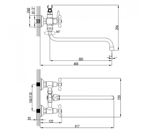 Смеситель для ванны Lemark Standard LM2151C универсальный Хром