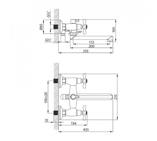 Смеситель для ванны Lemark Standard LM2113C универсальный Хром