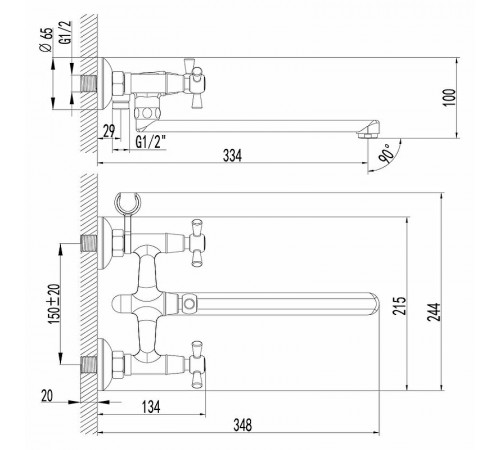 Смеситель для ванны Lemark Contour LM7451C универсальный Хром