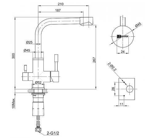 Смеситель для кухни Lemark Expert LM5061G Золото