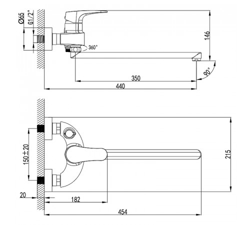 Смеситель для ванны Lemark Shift LM4317C универсальный Хром