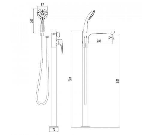 Смеситель для ванны Lemark Shift LM4344C Хром