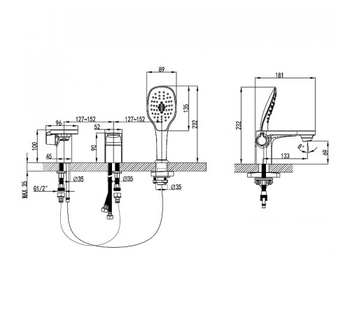 Смеситель на борт ванны Lemark Shift LM4347C Хром