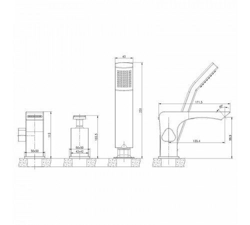 Смеситель на борт ванны Lemark Contest LM5845CW Хром Белый