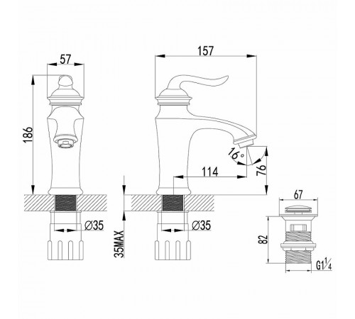 Смеситель для раковины Lemark Brava LM4706G Золото