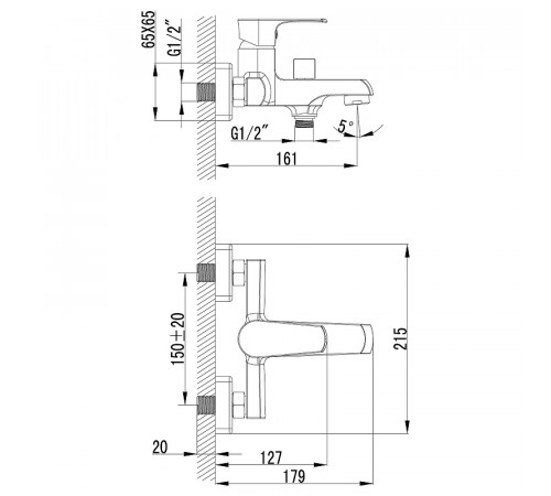 Смеситель для ванны Lemark Plus Factor LM1612C Хром