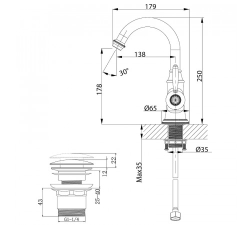 Смеситель для раковины Lemark Spark LM6707RG Розовое золото