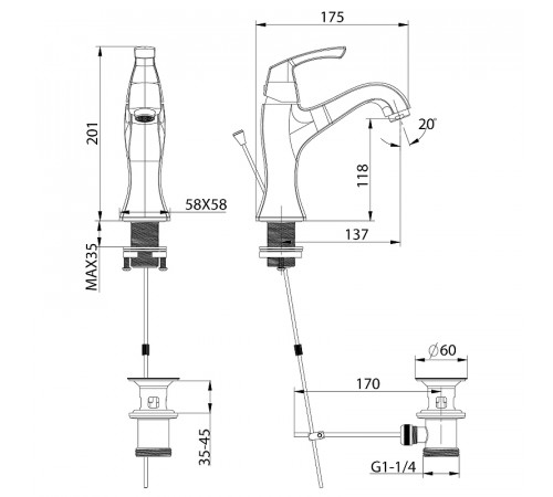 Смеситель для раковины Lemark Nubira LM6206ORB Черная бронза