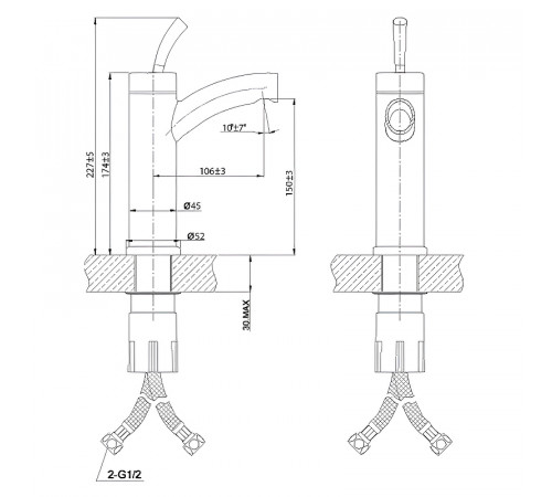 Смеситель для раковины Lemark Element LM5106S Нержавеющая сталь