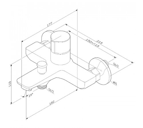 Смеситель для ванны AM.PM X-Joy F85A10522 Черный матовый