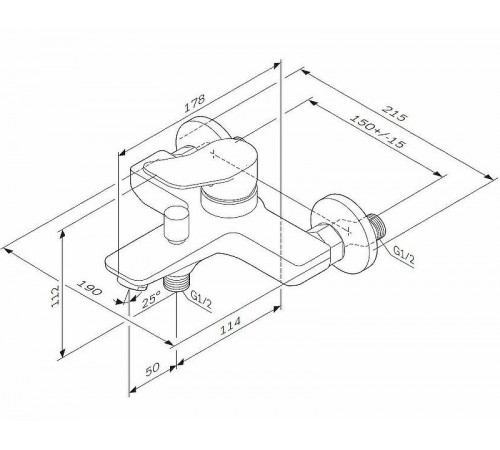 Смеситель для ванны AM.PM X-Joy F85A10000 Хром