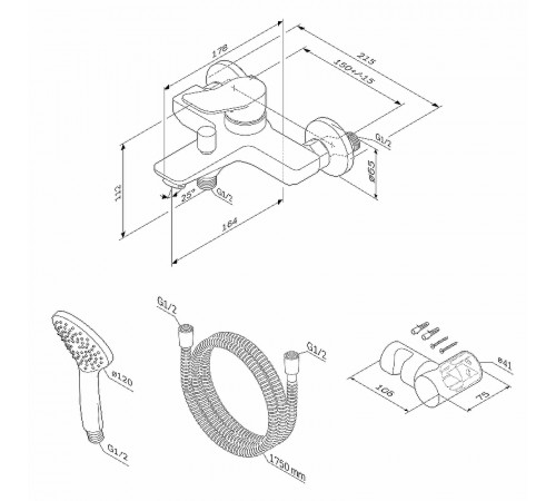 Смеситель для ванны AM.PM X-Joy F85A15000 Хром