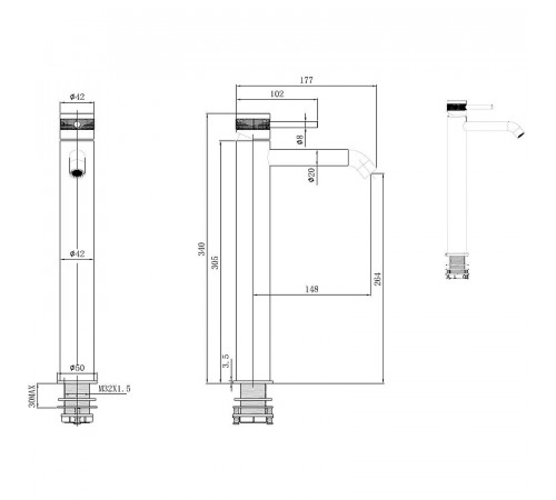 Смеситель для раковины Allen Brau Priority 5.31A02-MG Графит брашированный