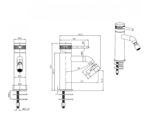 Смеситель для биде Allen Brau Priority 5.31A04-MG Графит брашированный