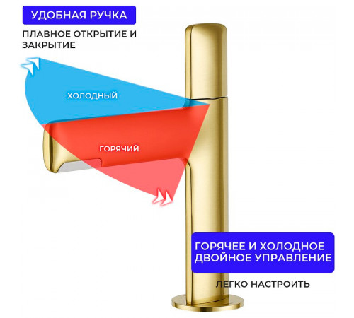 Смеситель для раковины Gappo G1052-81 Золотой сатин