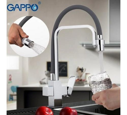 Смеситель для кухни Gappo G4398-4 Хром Серый